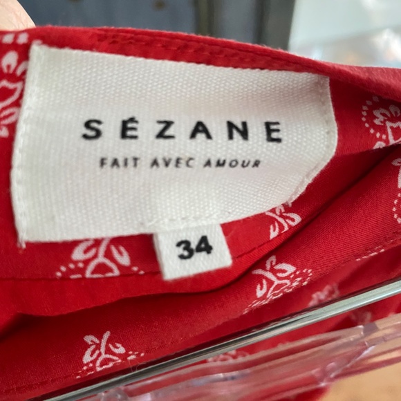 Sezane Red Mini Skirt with White Pattern - Picture 4 of 6